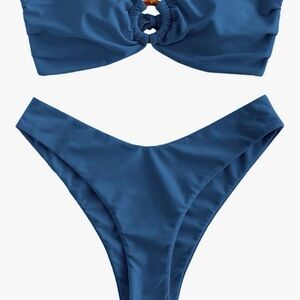 NWOT Blue Bandeau Bikini Set